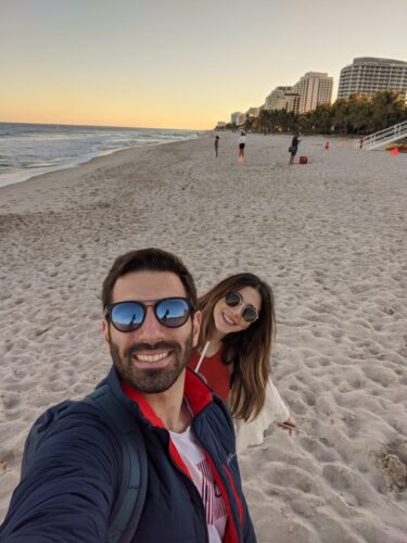 Mohamad El Moheb, MD with a friend on a beach