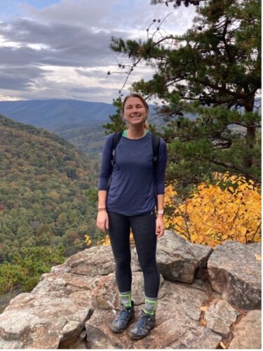 University of Virginia Brianna Kelly, MD, Surgery Resident hikes in the Blue Ridge Mountains in Autumn