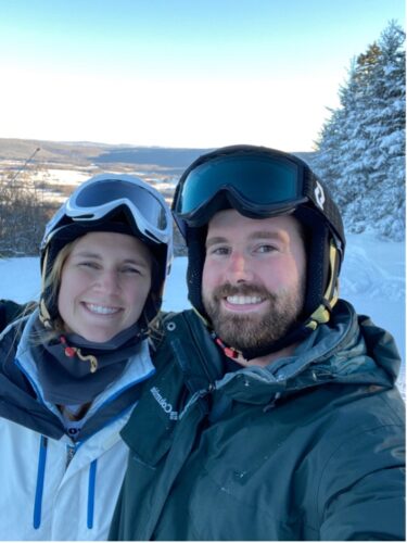 University of Virginia Brianna Kelly, MD, Surgery Resident smiles on a ski trip with a friend
